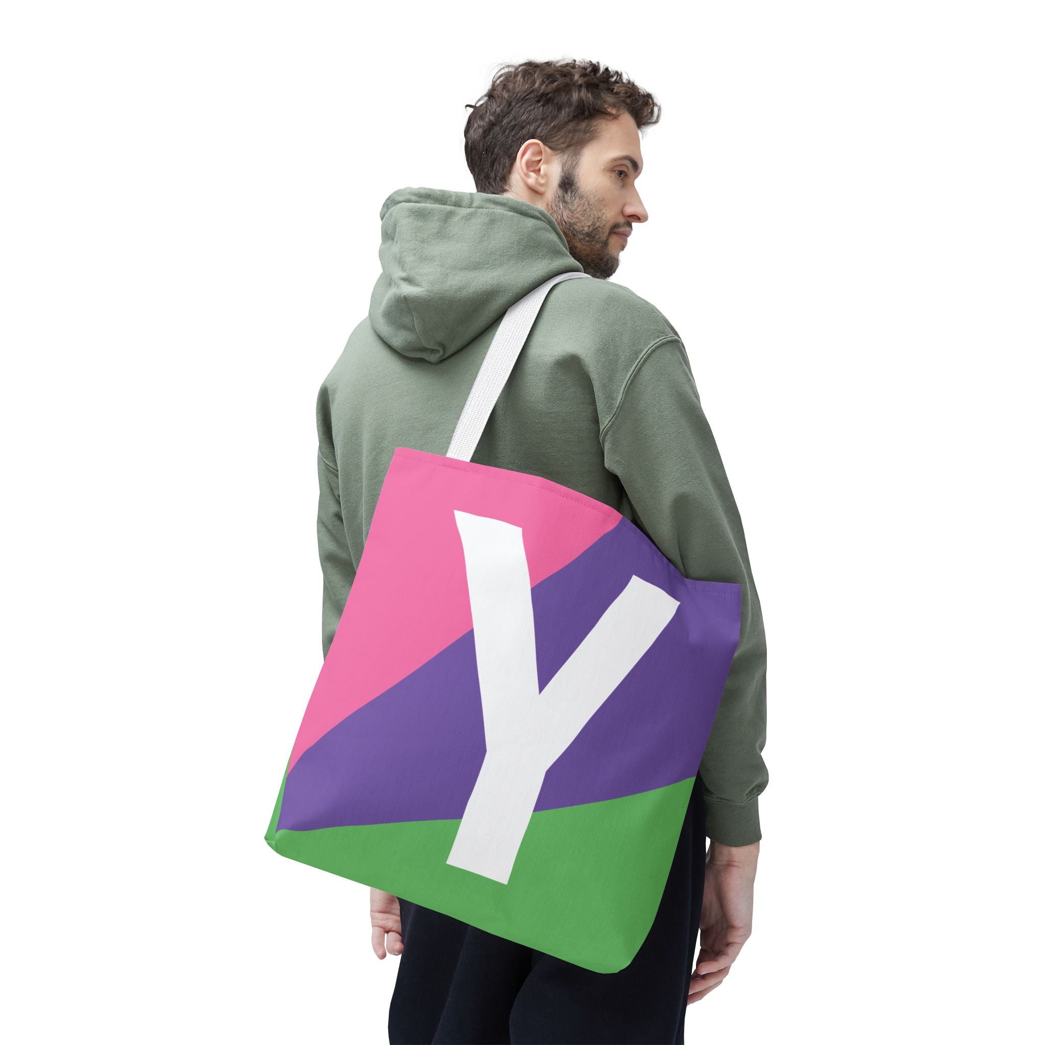 Monogram 'Y' Colorblock Tote Bag — Personalized Initial Y Shoulder Tote