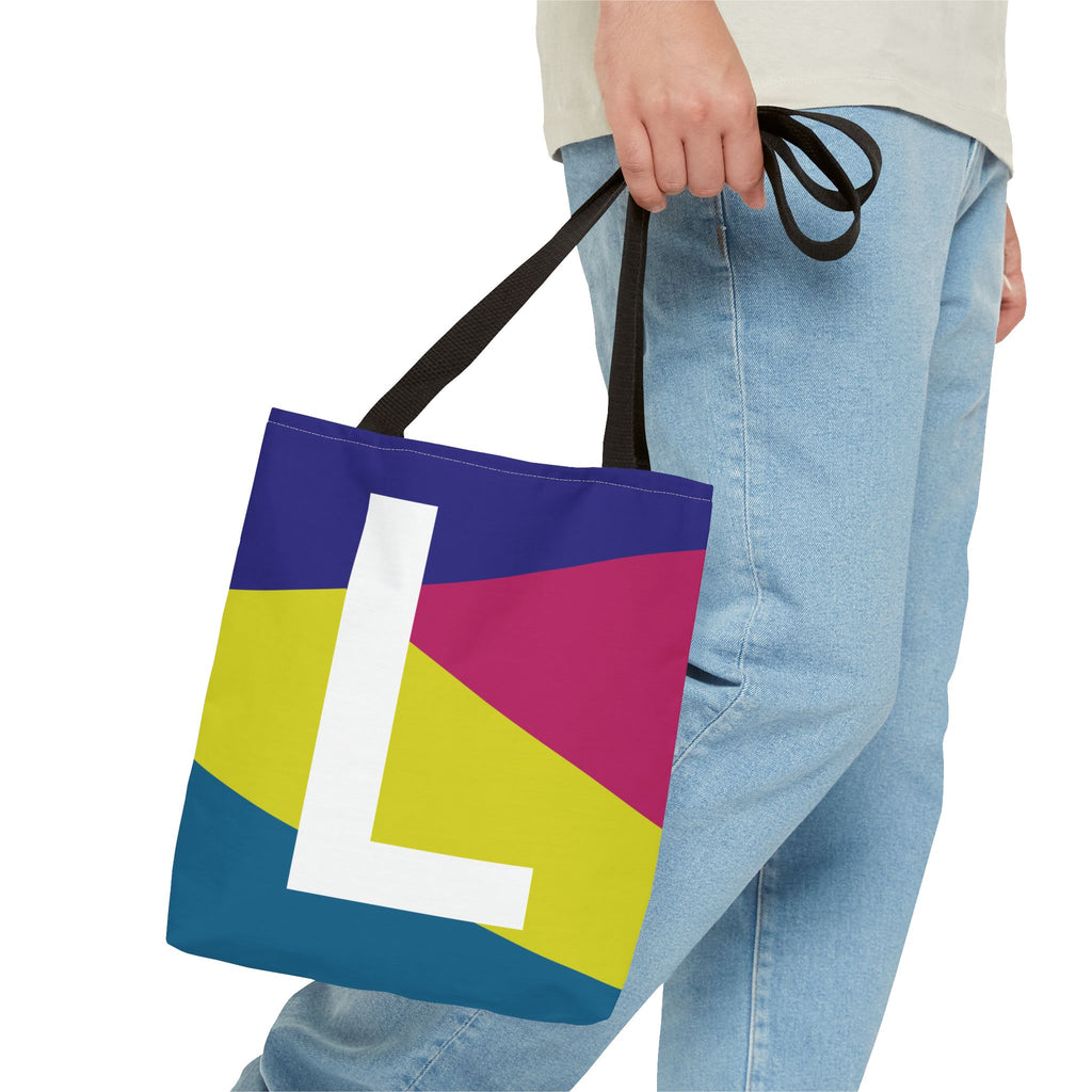 Monogram 'L' Colorblock Tote Bag — Personalized Initial L Shoulder Tote