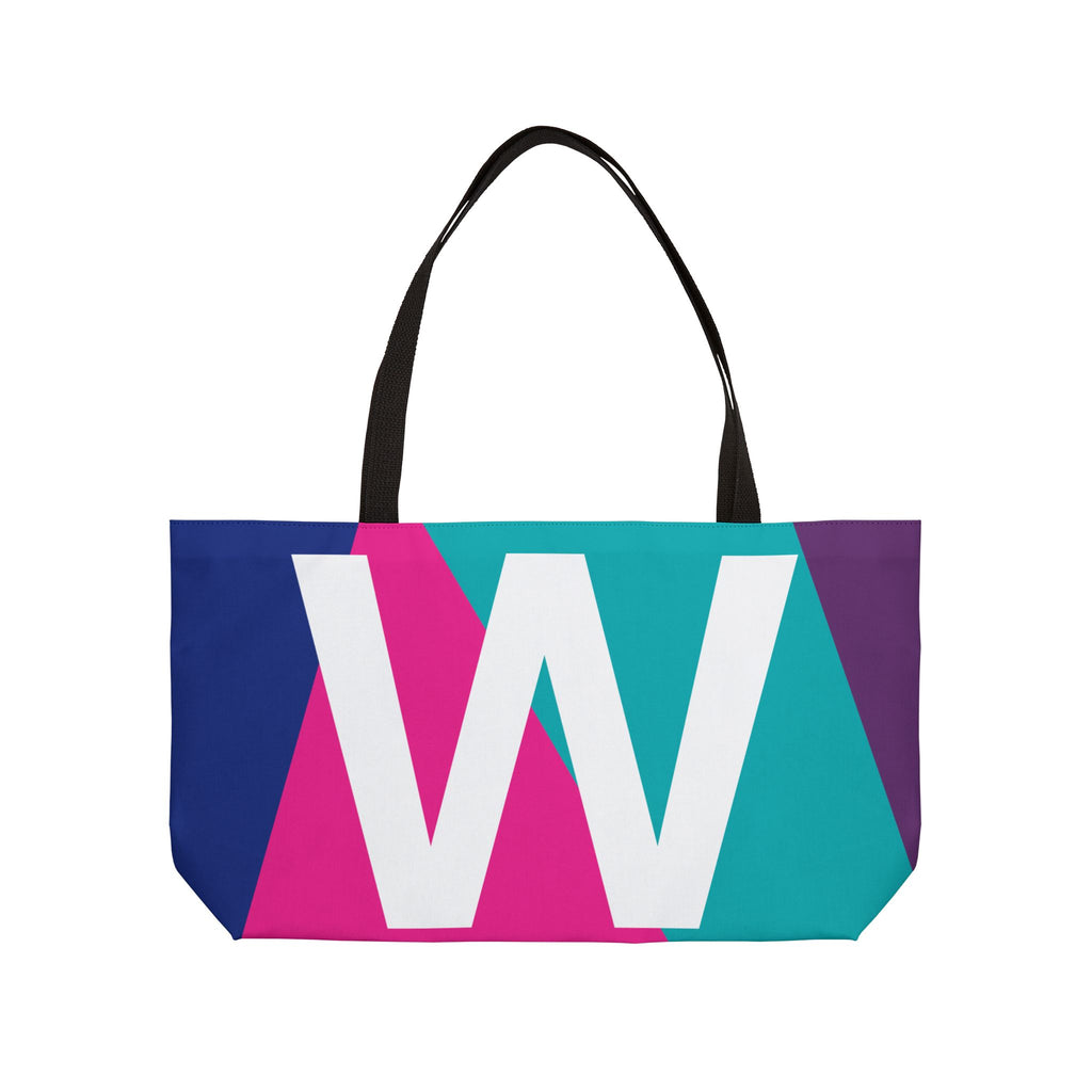 Personalized 'W' Colorblock Tote Bag — Monogram Weekender Tote
