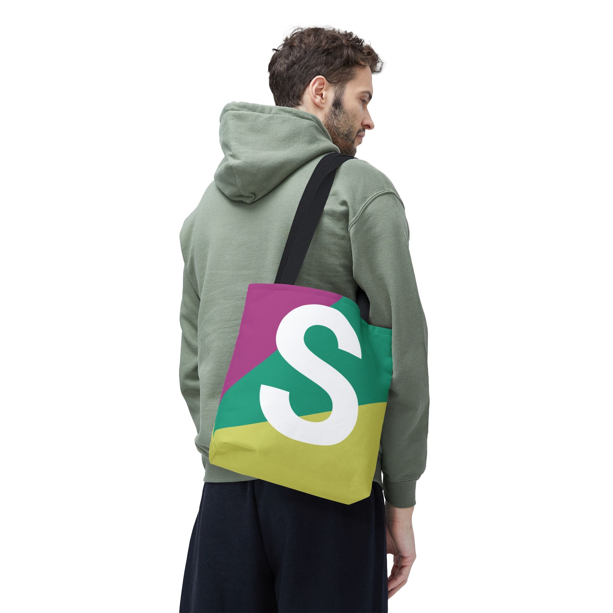 Monogram 'S' Colorblock Tote Bag — Personalized Initial S Shoulder Tote