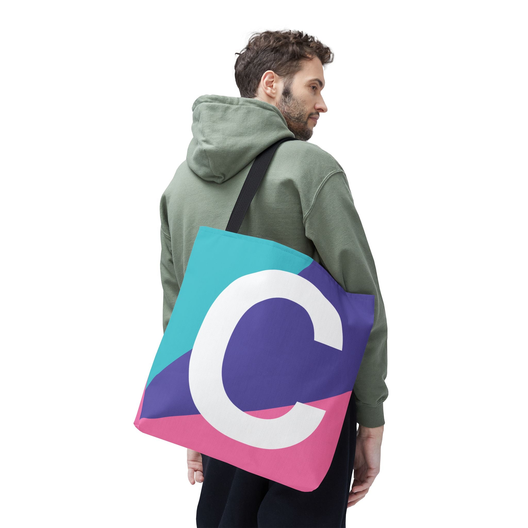 Monogram 'C' Colorblock Tote Bag — Personalized Initial C Shoulder Tote