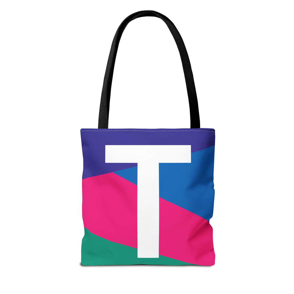 Monogram 'T' Colorblock Tote Bag — Personalized Initial T Shoulder Tote