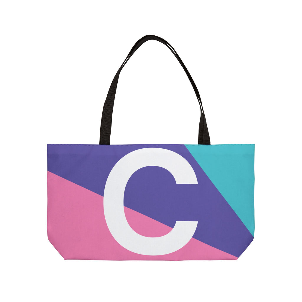 Personalized 'C' Colorblock Tote Bag — Monogram Weekender Tote