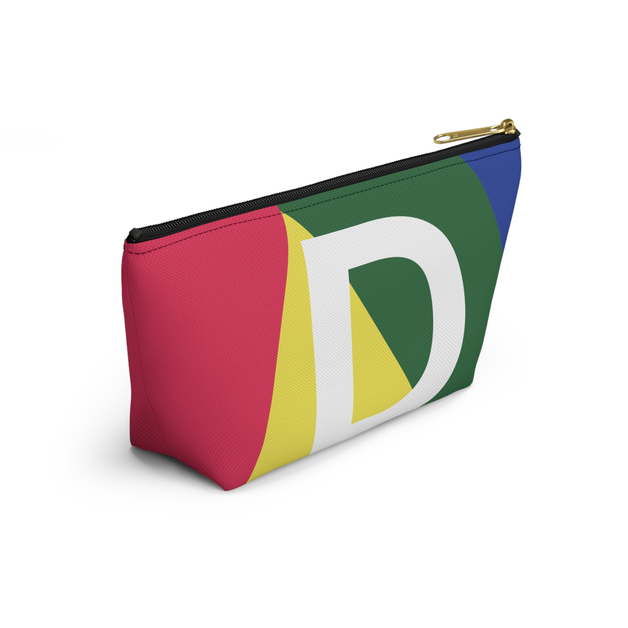 Initials Colorblock Accessory Pouch — Monogram D T-Bottom Cosmetic Bag