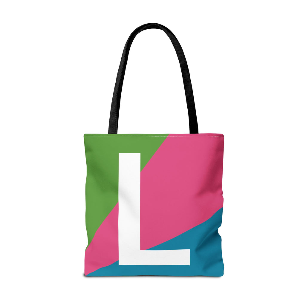 Monogram 'L' Colorblock Tote Bag — Personalized Initial L Shoulder Tote
