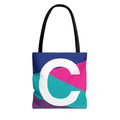 Monogram 'C' Colorblock Tote Bag — Personalized Initial C Shoulder Tote