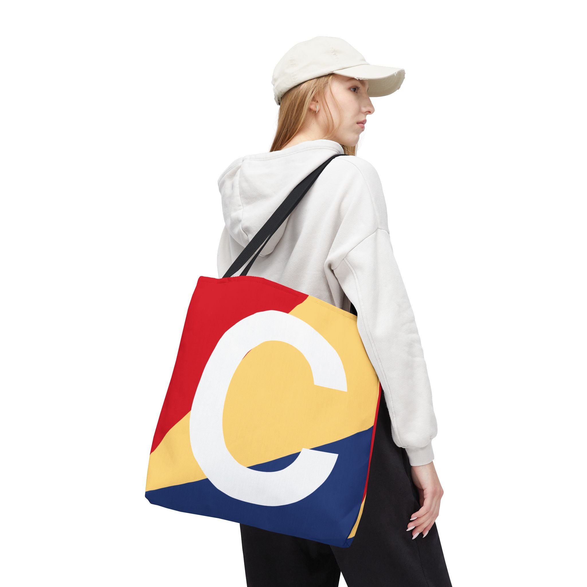 Monogram 'C' Colorblock Tote Bag — Personalized Initial C Shoulder Tote