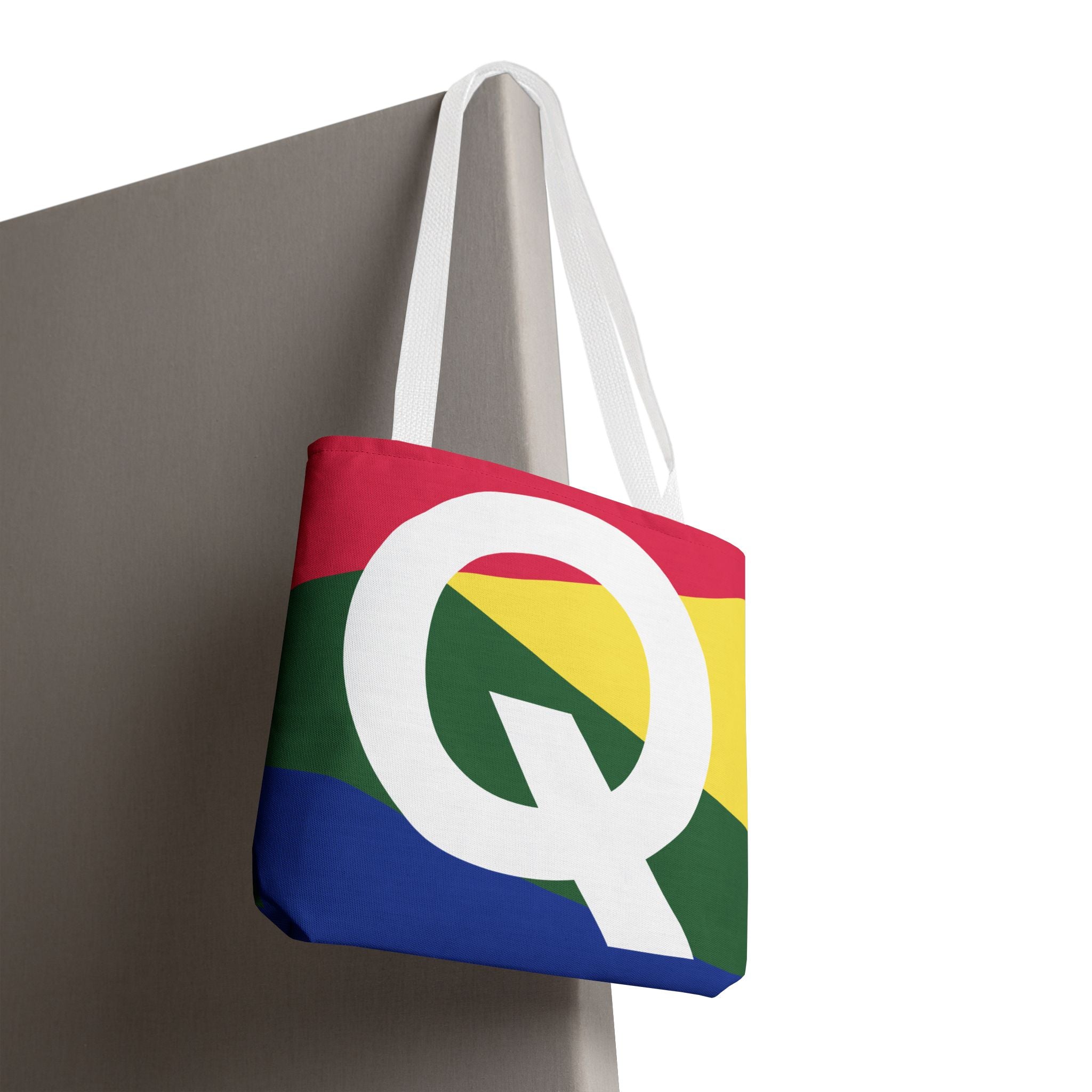 Monogram 'Q' Colorblock Tote Bag — Personalized Initial Q Shoulder Tote