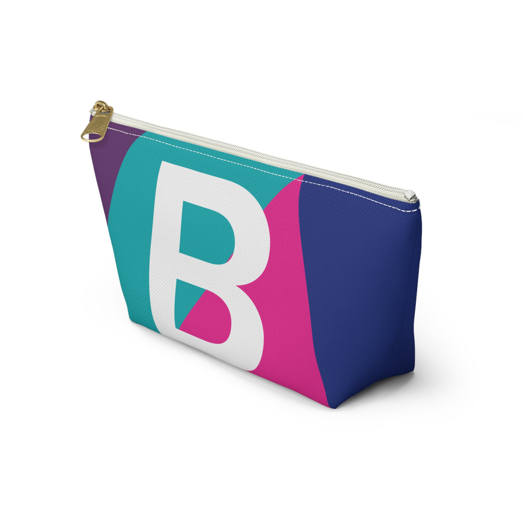 Initials Colorblock Accessory Pouch — Monogram B T-Bottom Cosmetic Bag