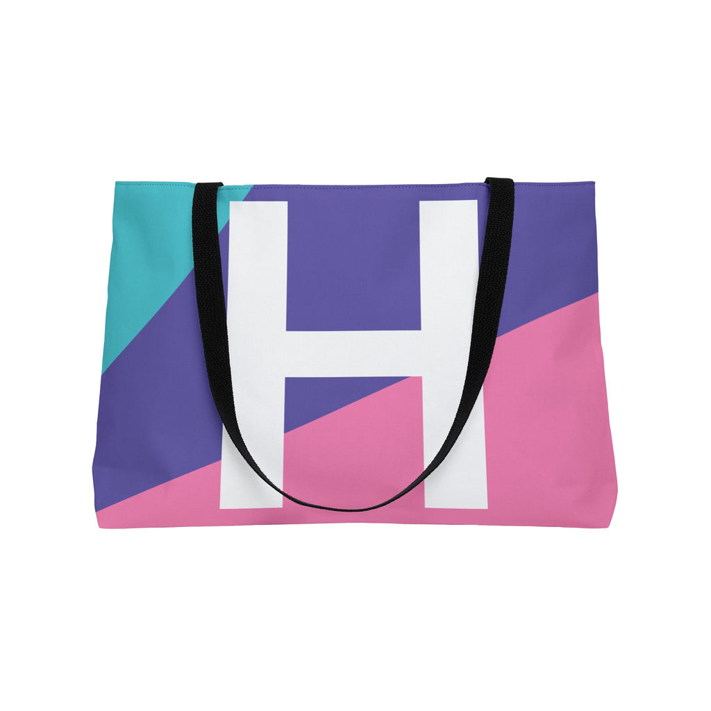 Personalized 'H' Colorblock Tote Bag — Monogram Weekender Tote