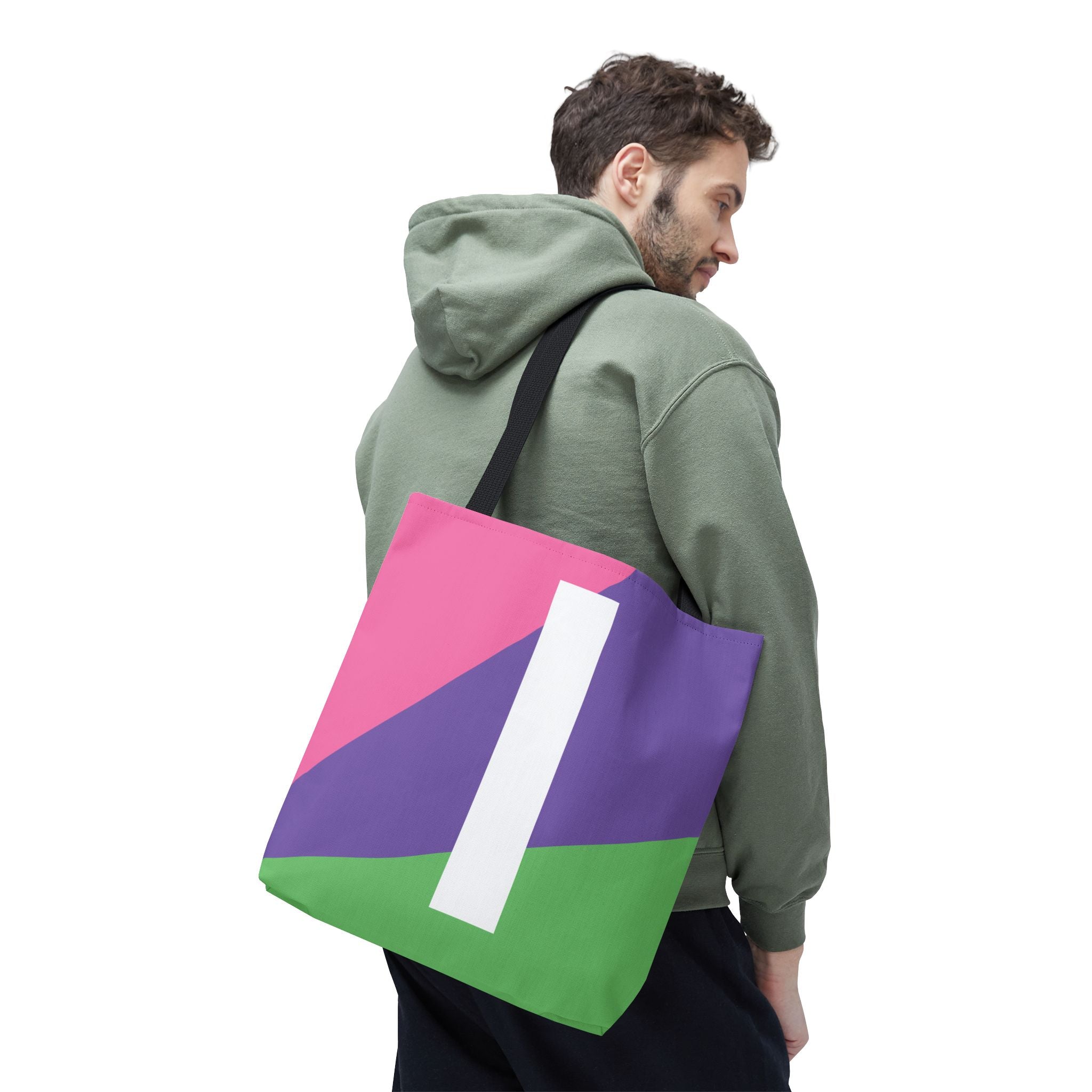 Monogram 'I' Colorblock Tote Bag — Personalized Initial I Shoulder Tote