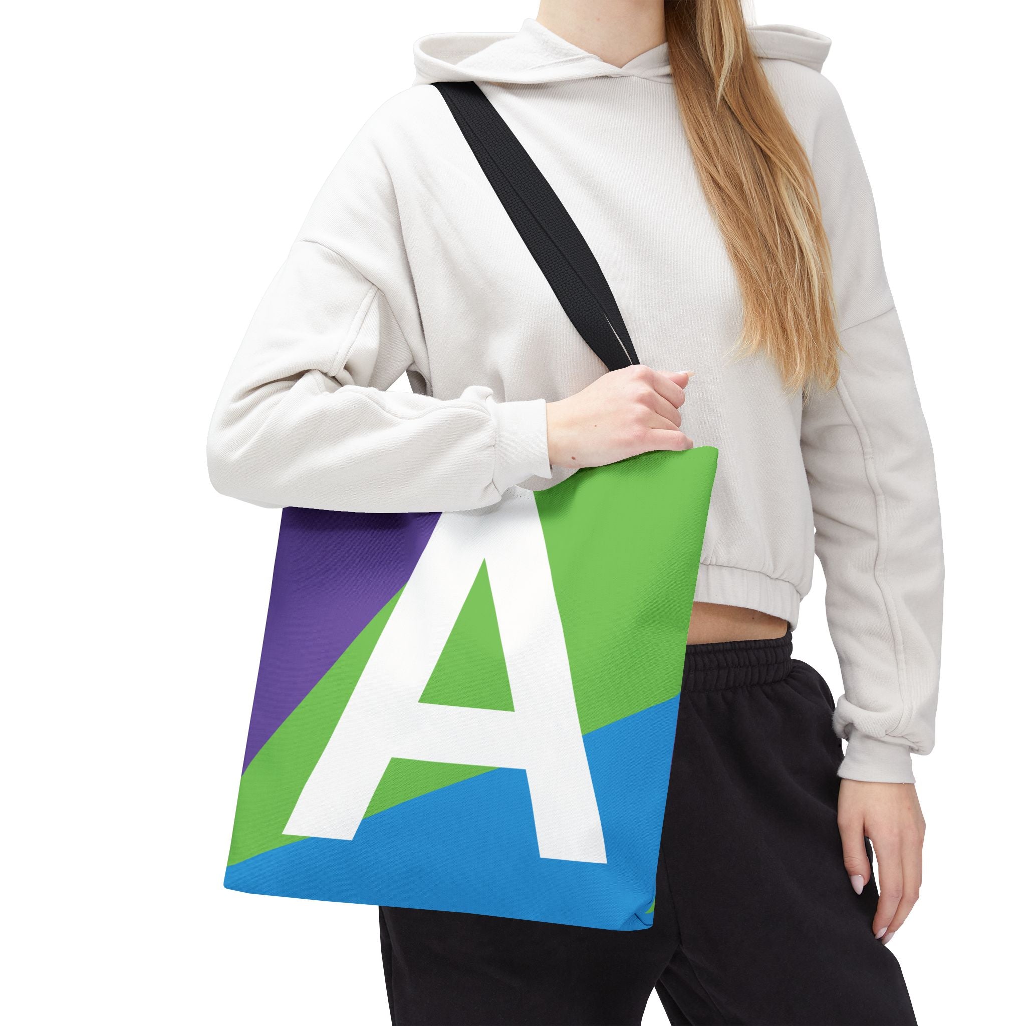 Monogram 'A' Colorblock Tote Bag — Personalized Initial A Shoulder Tote
