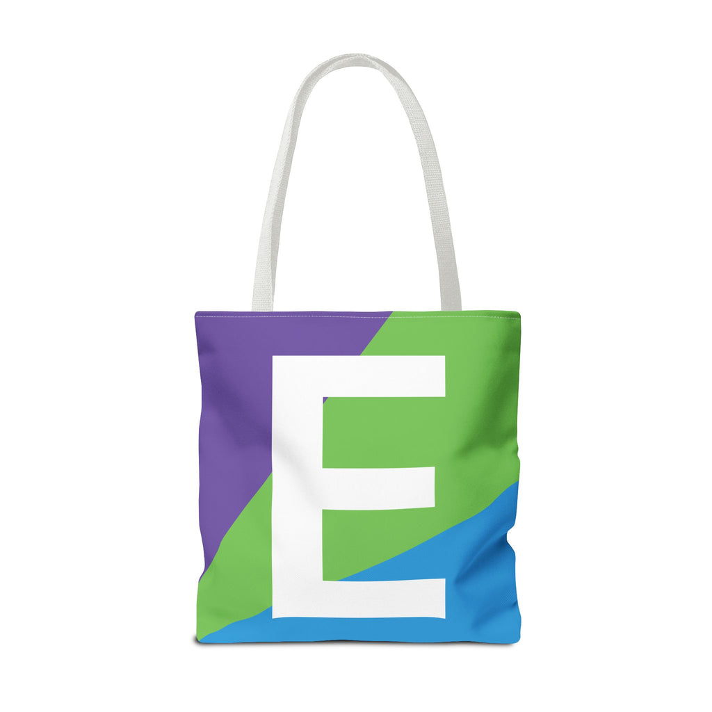 Monogram 'E' Colorblock Tote Bag — Personalized Initial E Shoulder Tote