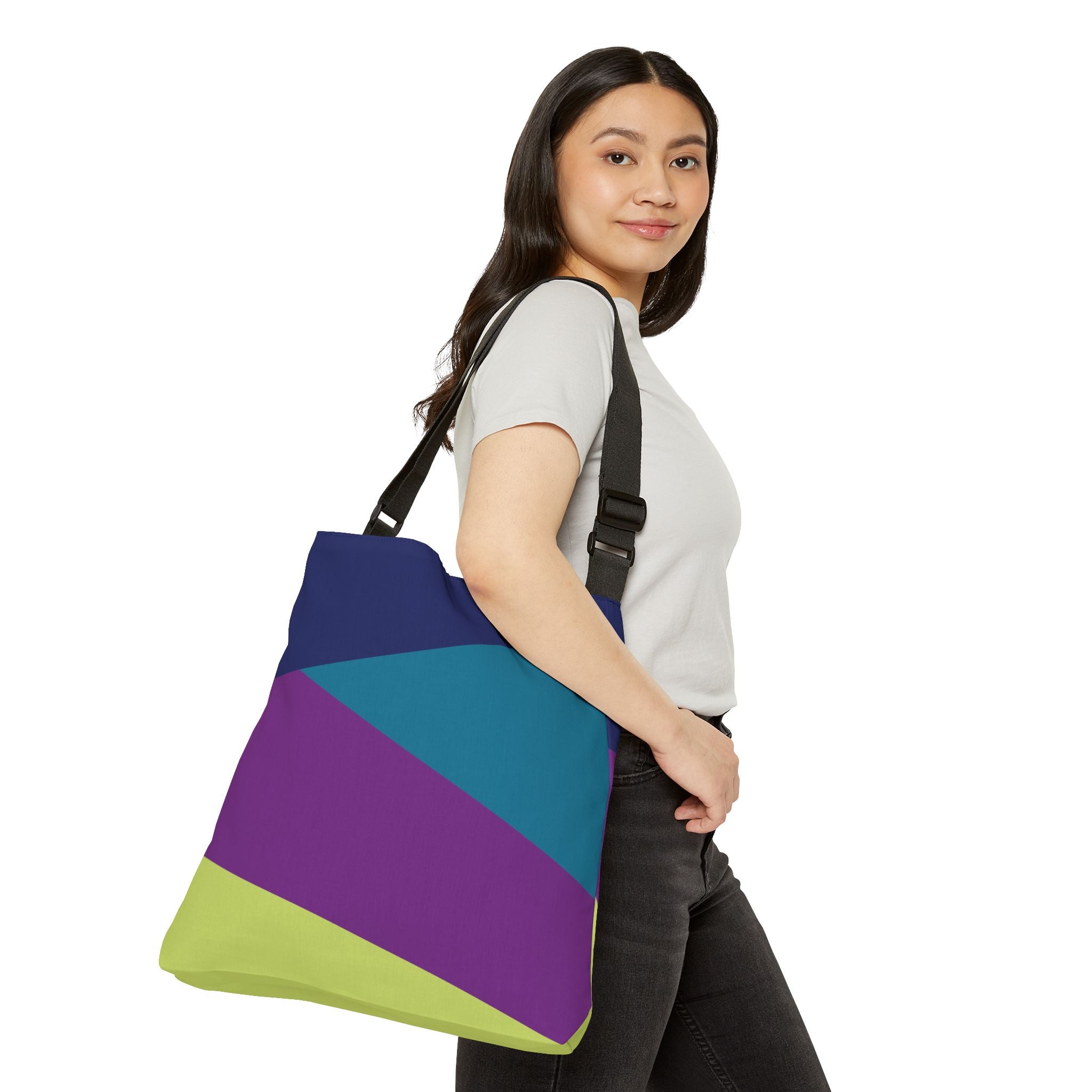 Colorblock Geometric Tote Bag — Adjustable Strap, Bright Abstract Pattern