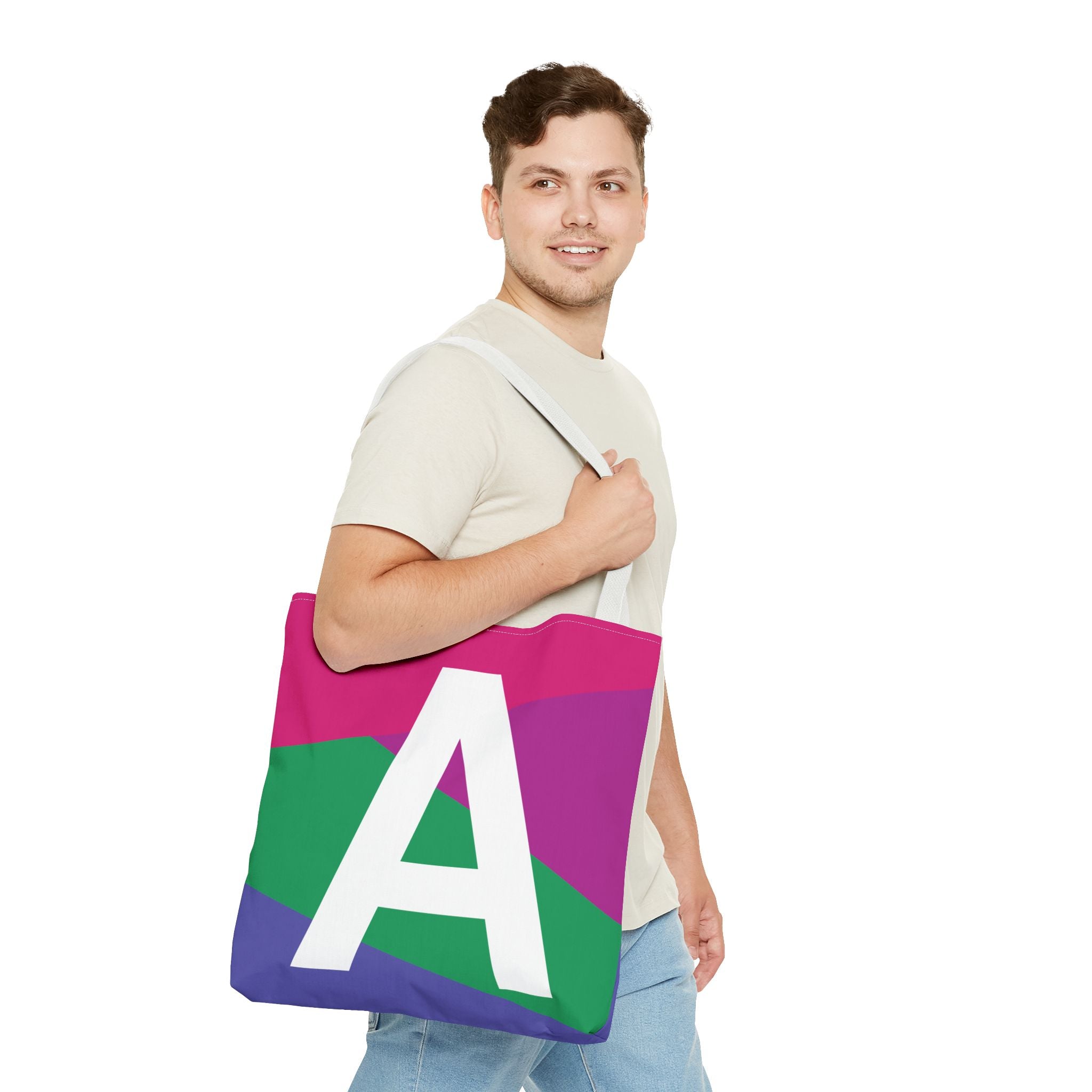Monogram 'A' Colorblock Tote Bag — Personalized Initial A Shoulder Tote