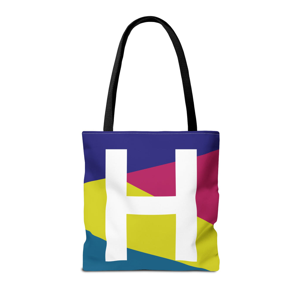 Monogram 'H' Colorblock Tote Bag — Personalized Initial H Shoulder Tote