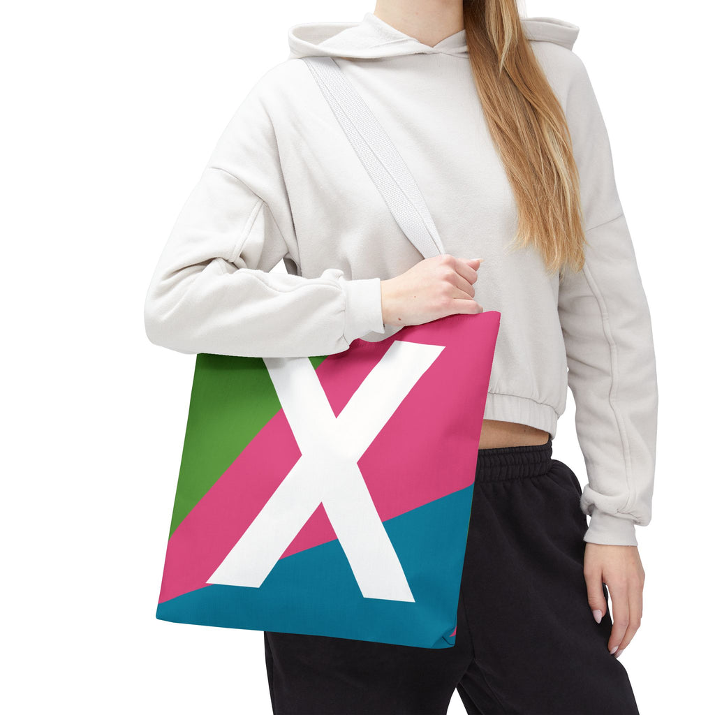 Monogram 'X' Colorblock Tote Bag — Personalized Initial X Shoulder Tote