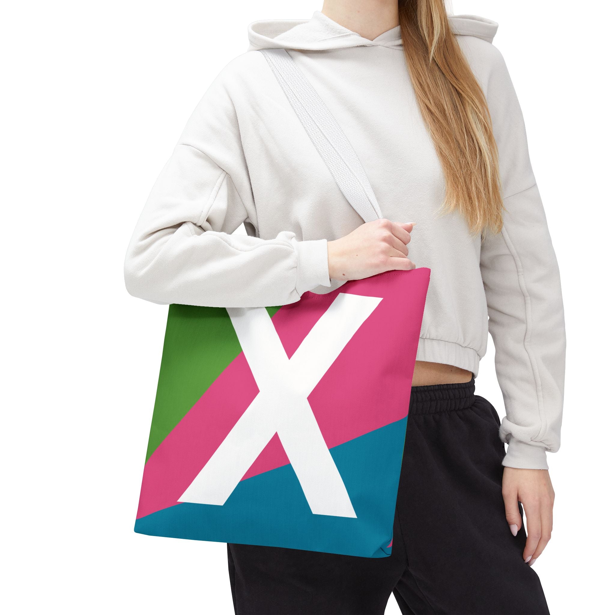 Monogram 'X' Colorblock Tote Bag — Personalized Initial X Shoulder Tote