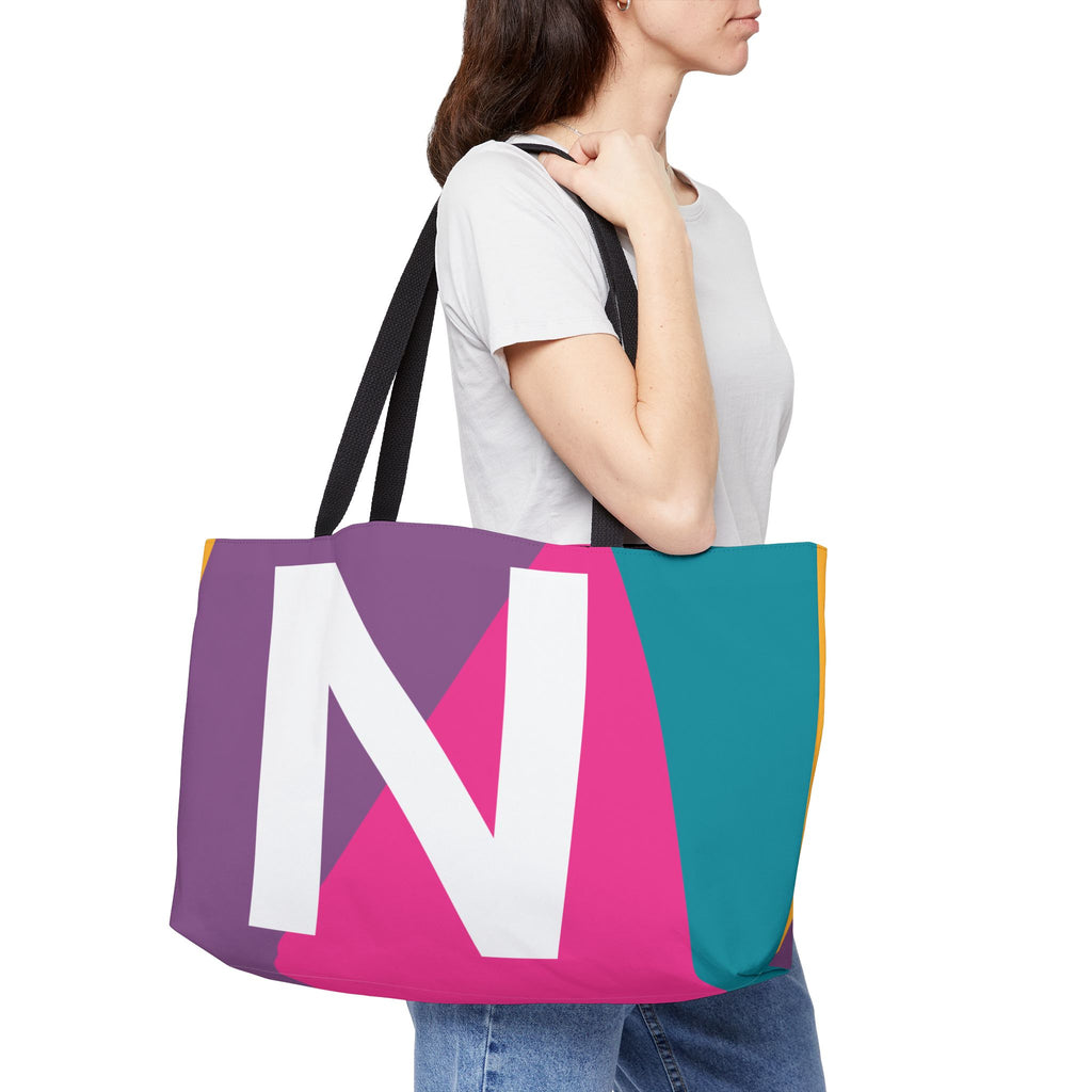 Personalized 'N' Colorblock Tote Bag — Monogram Weekender Tote