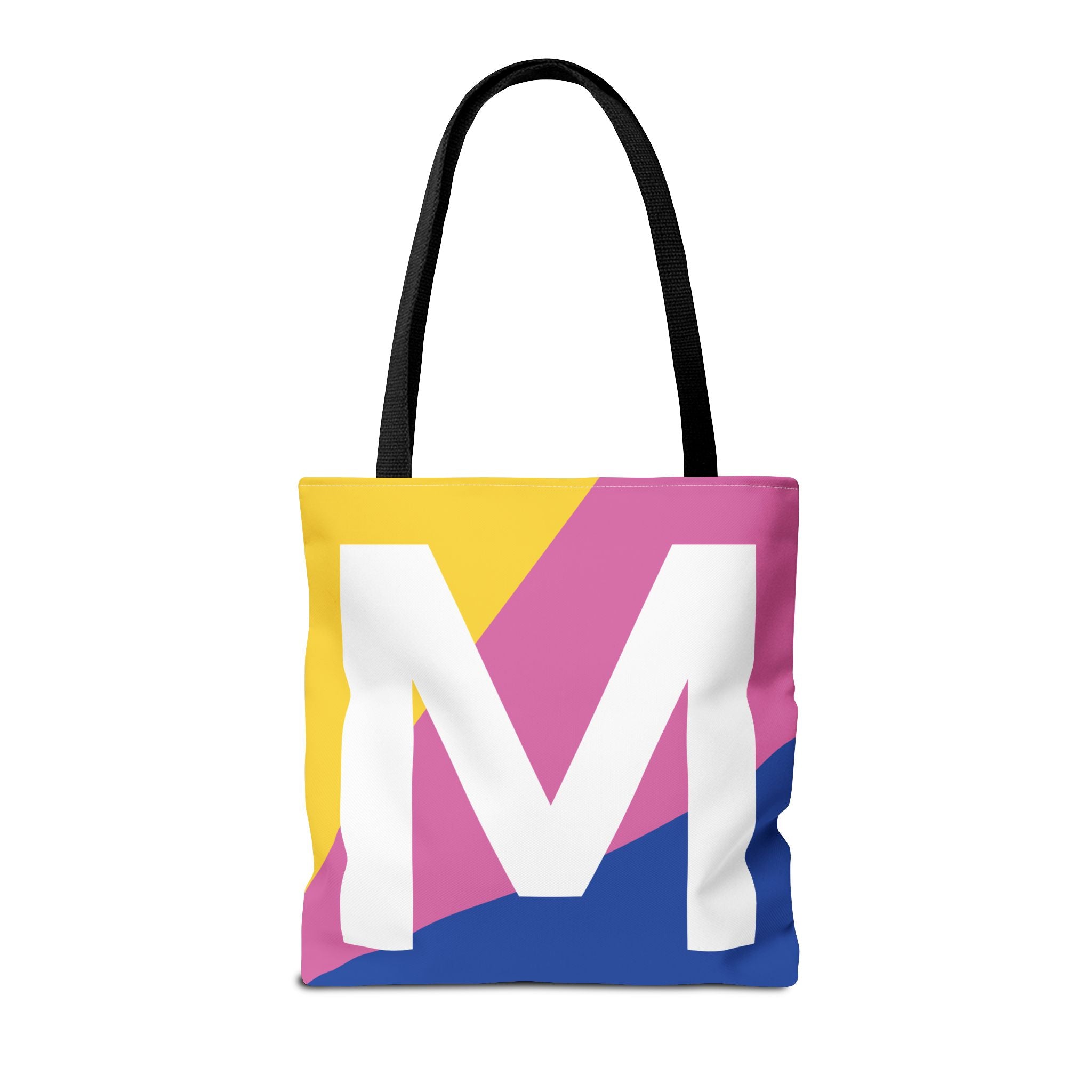 Monogram 'M' Colorblock Tote Bag — Personalized Initial M Shoulder Tote
