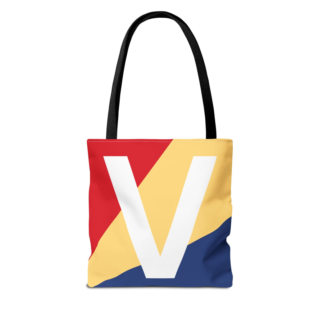 Monogram 'V' Colorblock Tote Bag — Personalized Initial V Shoulder Tote