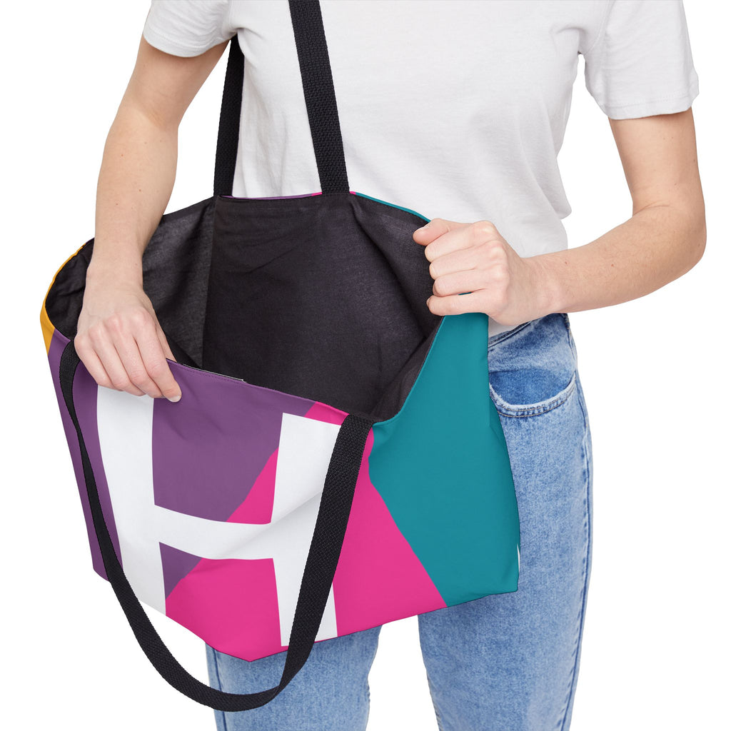 Personalized 'H' Colorblock Tote Bag — Monogram Weekender Tote