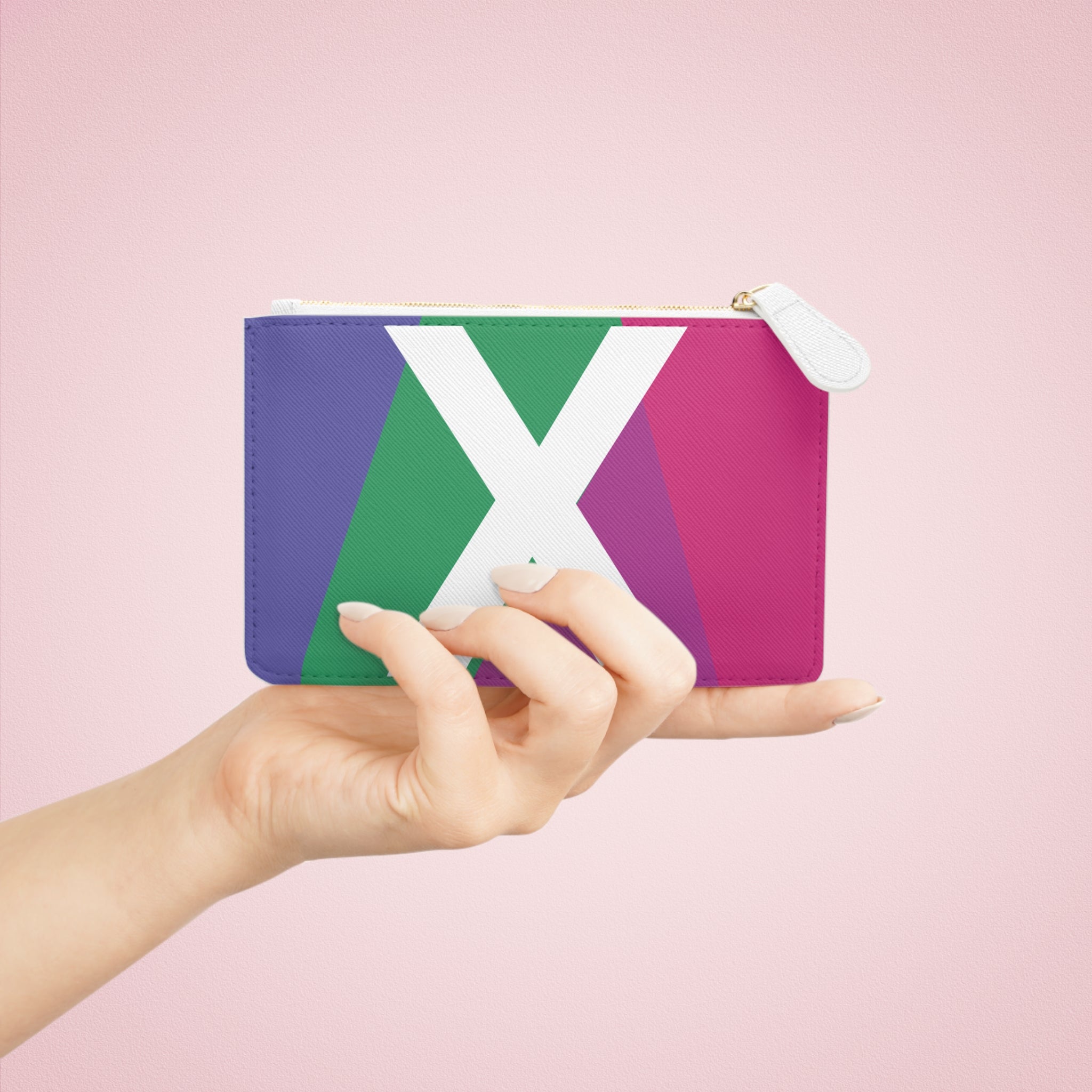 Initial X Mini Clutch — Colorblock Monogram Wristlet Wallet