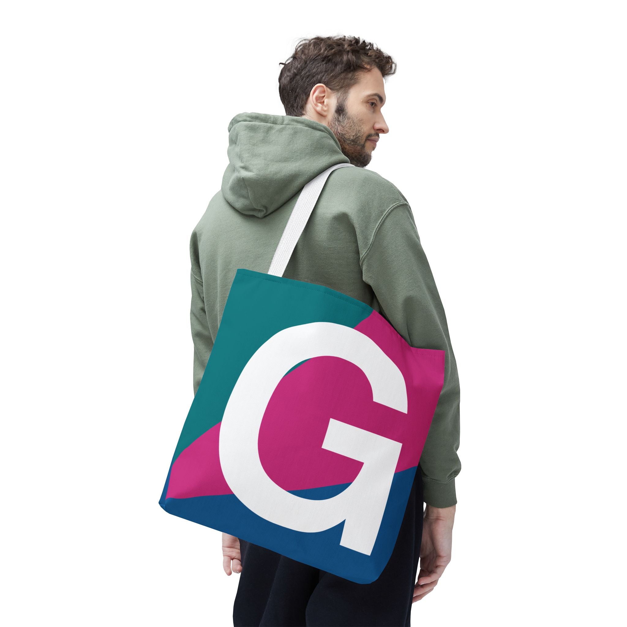 Monogram 'G' Colorblock Tote Bag — Personalized Initial G Shoulder Tote