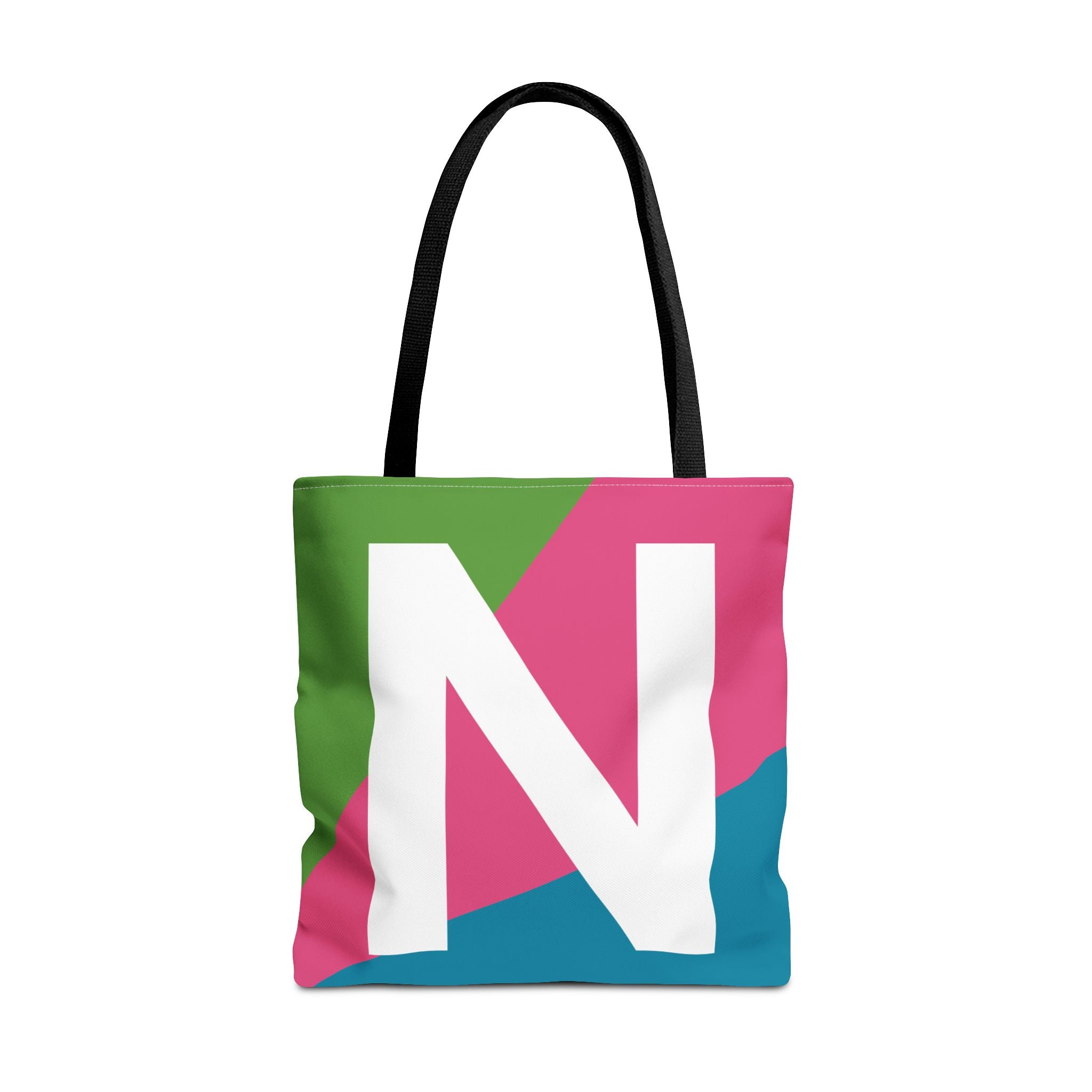 Monogram 'N' Colorblock Tote Bag — Personalized Initial N Shoulder Tote