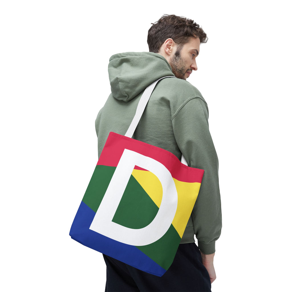 Monogram 'D' Colorblock Tote Bag — Personalized Initial D Shoulder Tote