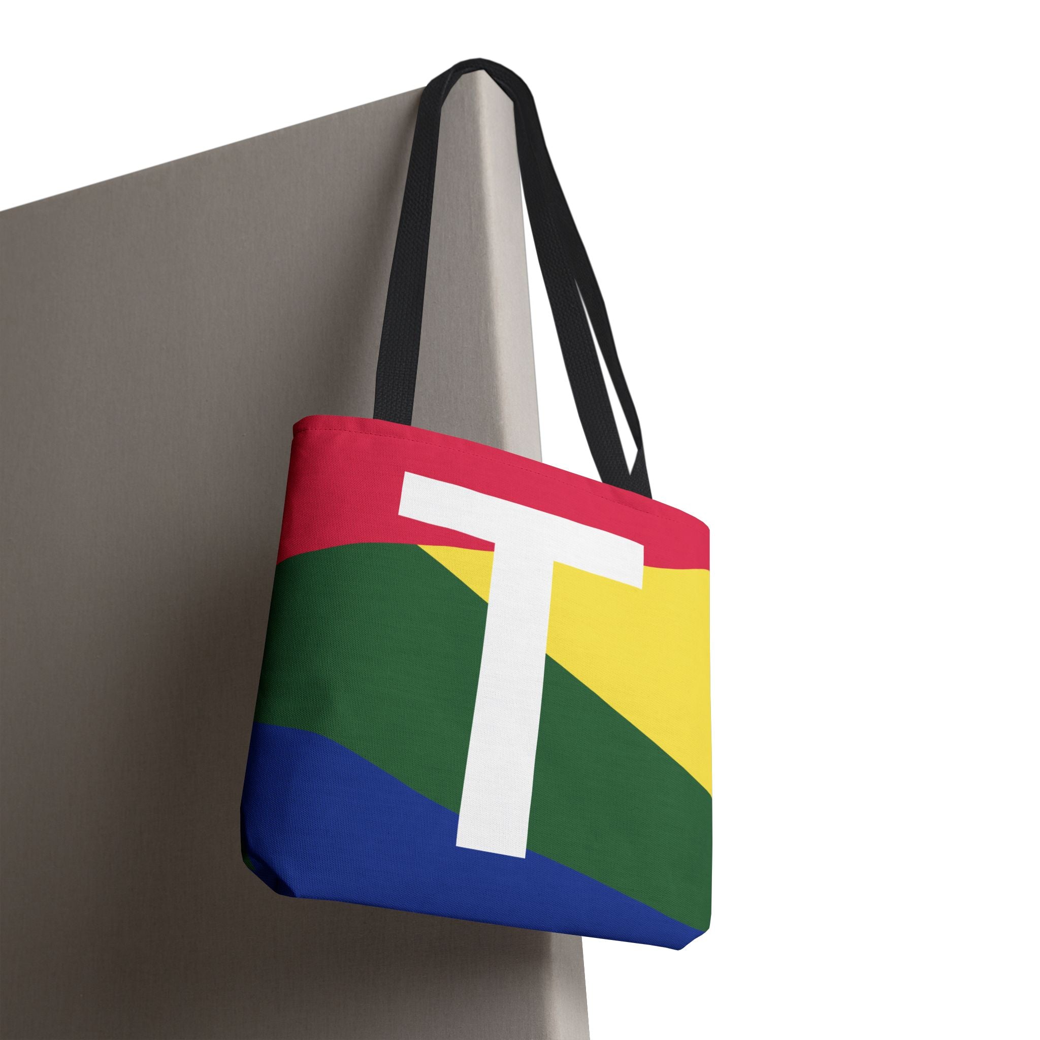 Monogram 'T' Colorblock Tote Bag — Personalized Initial T Shoulder Tote