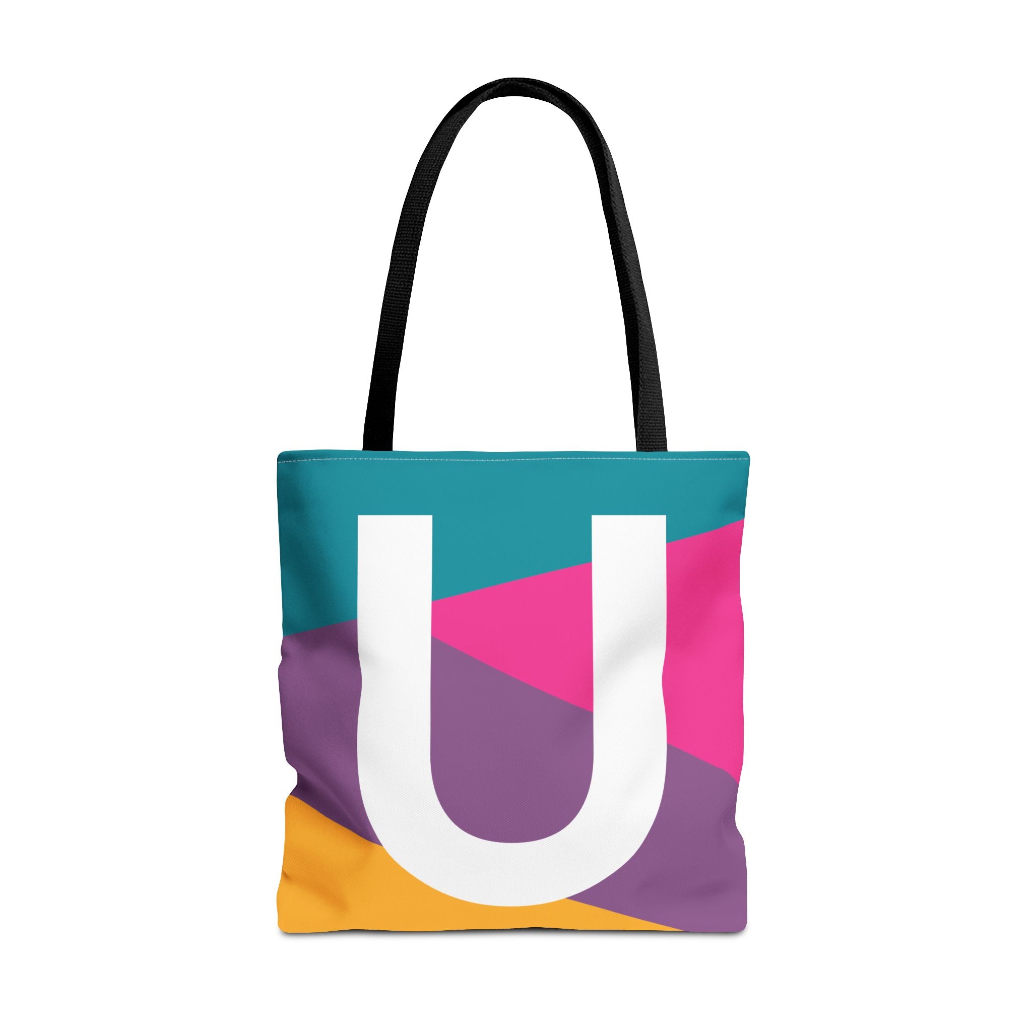 Monogram 'U' Colorblock Tote Bag — Personalized Initial U Shoulder Tote