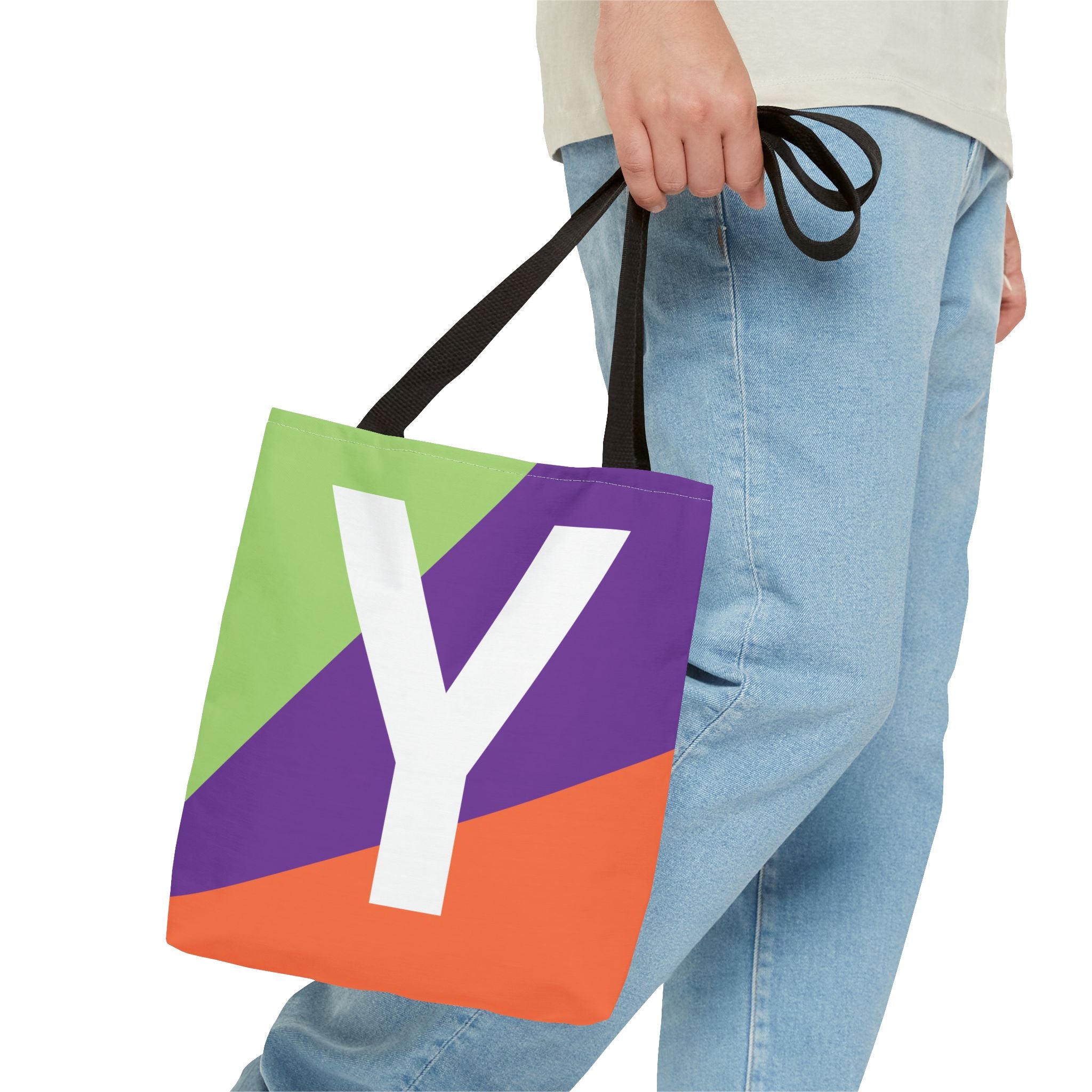 Monogram 'Y' Colorblock Tote Bag — Personalized Initial Y Shoulder Tote