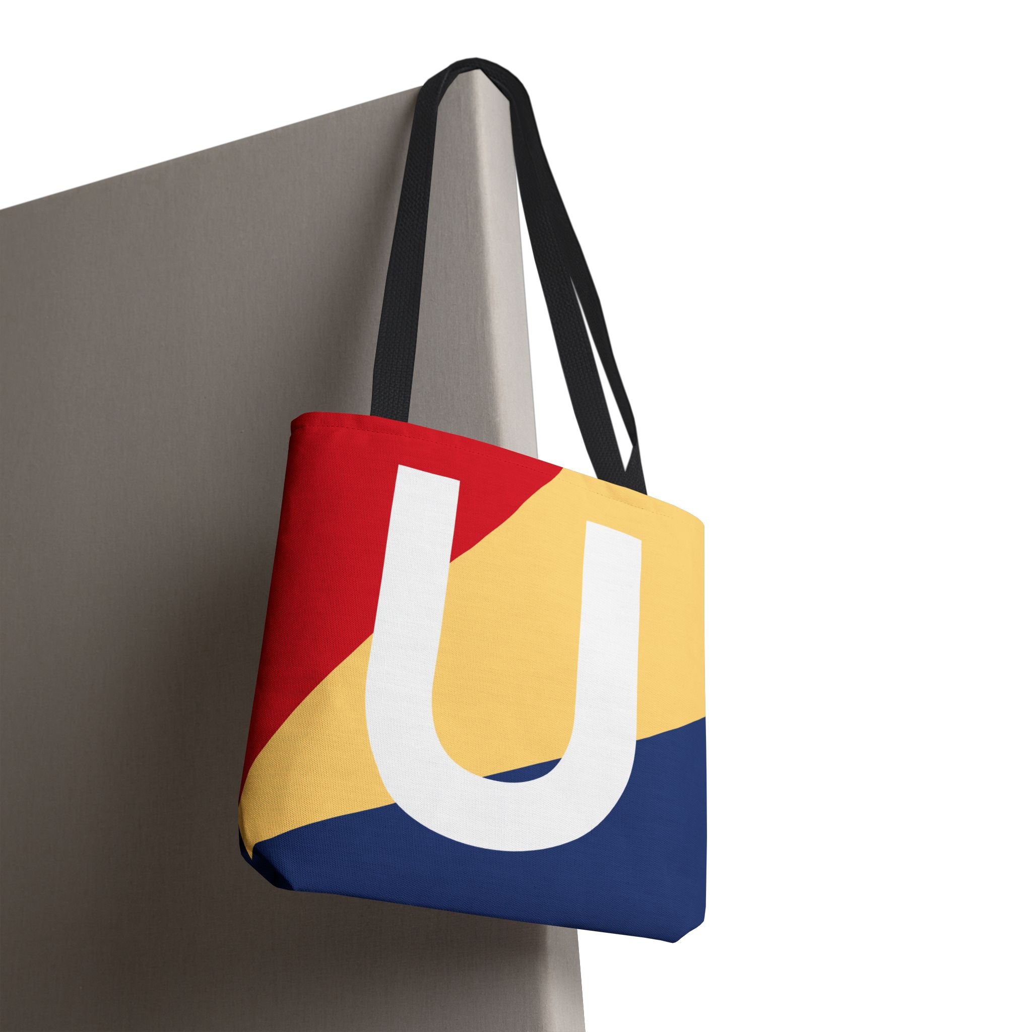 Monogram 'U' Colorblock Tote Bag — Personalized Initial U Shoulder Tote
