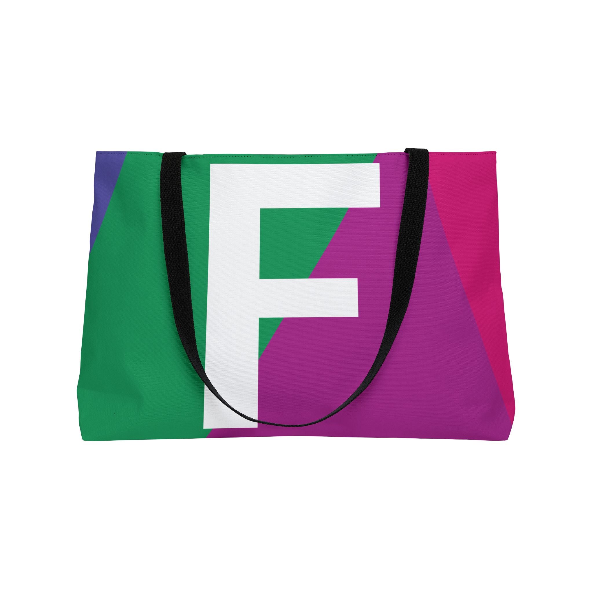 Personalized 'F' Colorblock Tote Bag — Monogram Weekender Tote
