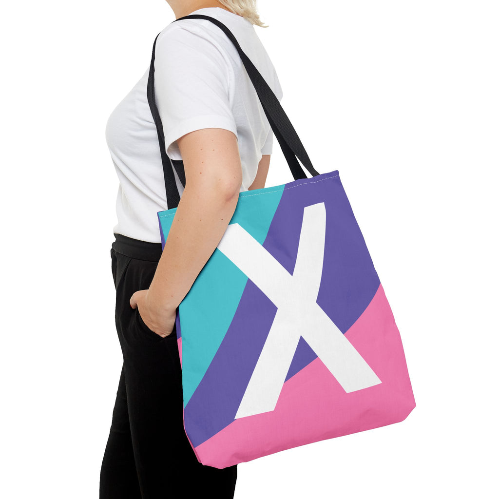 Monogram 'X' Colorblock Tote Bag — Personalized Initial X Shoulder Tote
