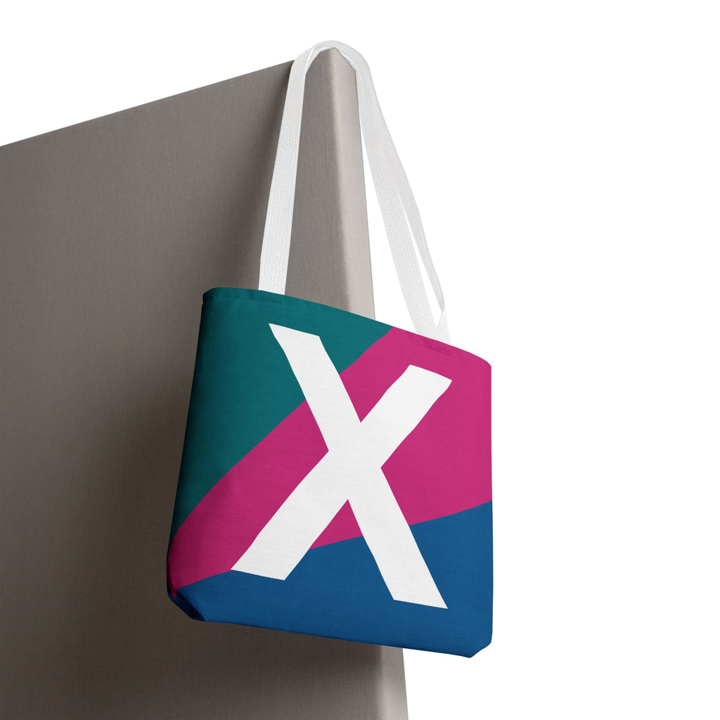 Monogram 'X' Colorblock Tote Bag — Personalized Initial X Shoulder Tote