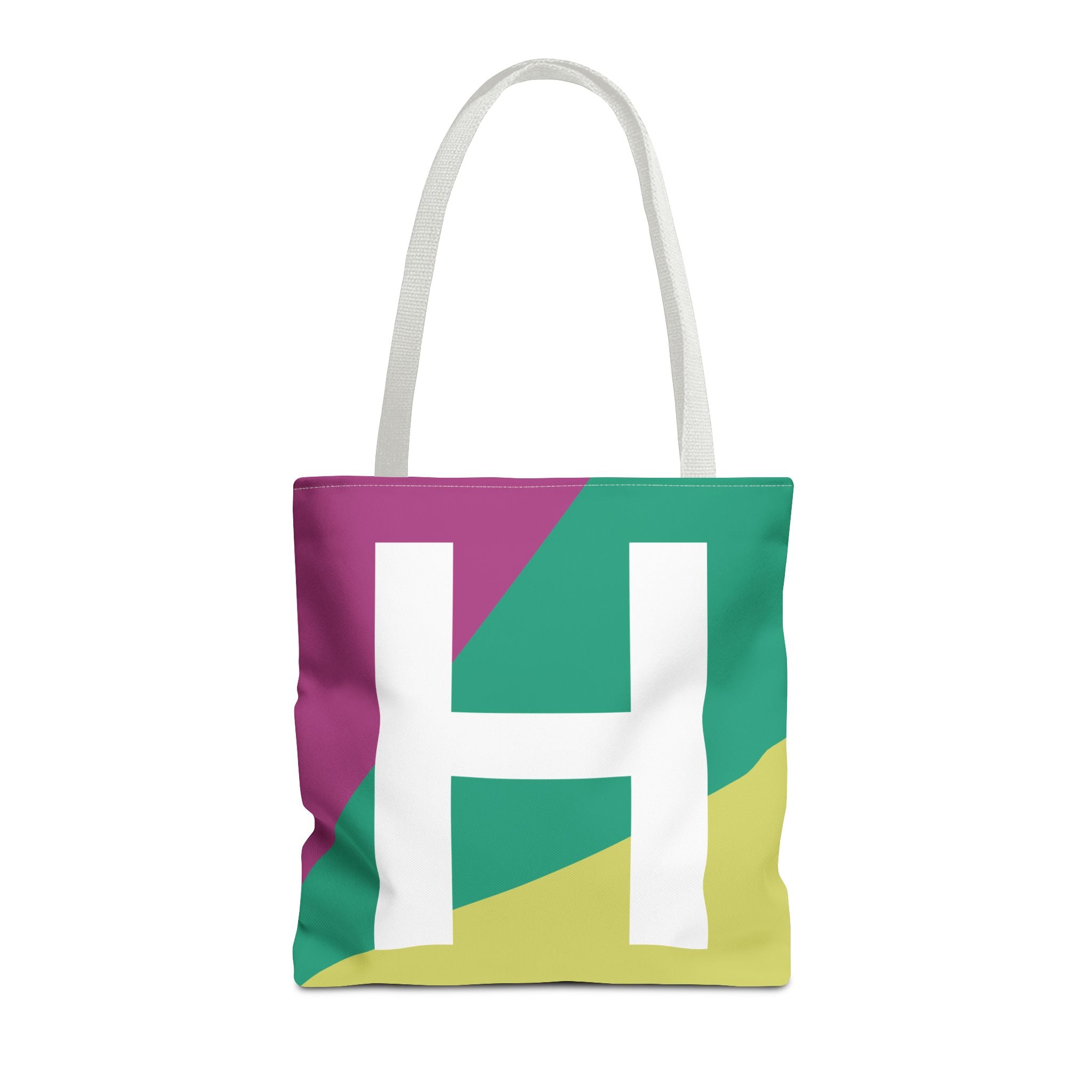 Monogram 'H' Colorblock Tote Bag — Personalized Initial H Shoulder Tote
