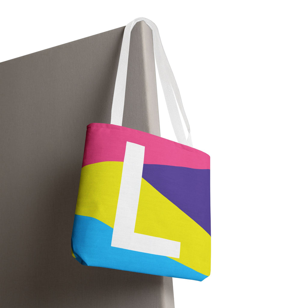 Monogram 'L' Colorblock Tote Bag — Personalized Initial L Shoulder Tote