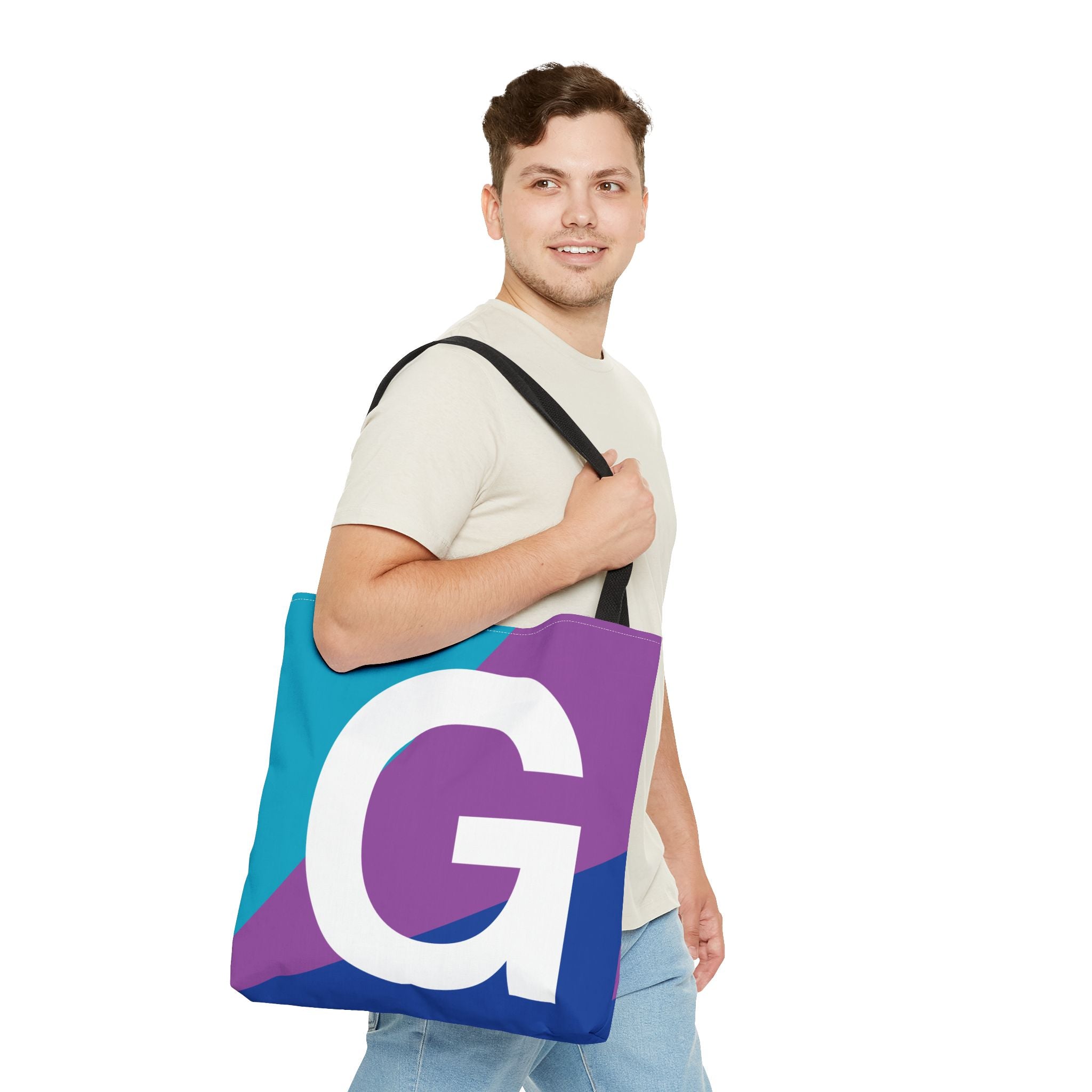 Monogram 'G' Colorblock Tote Bag — Personalized Initial G Shoulder Tote