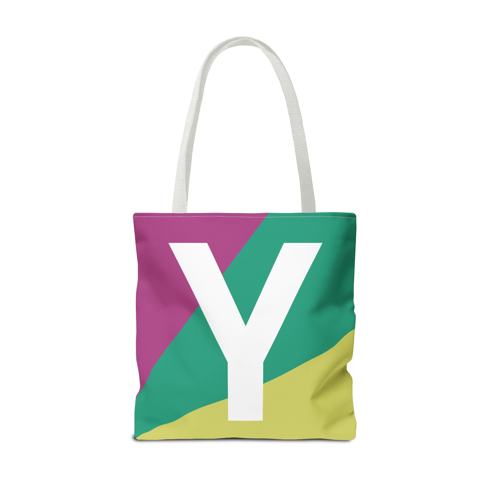 Monogram 'Y' Colorblock Tote Bag — Personalized Initial Y Shoulder Tote
