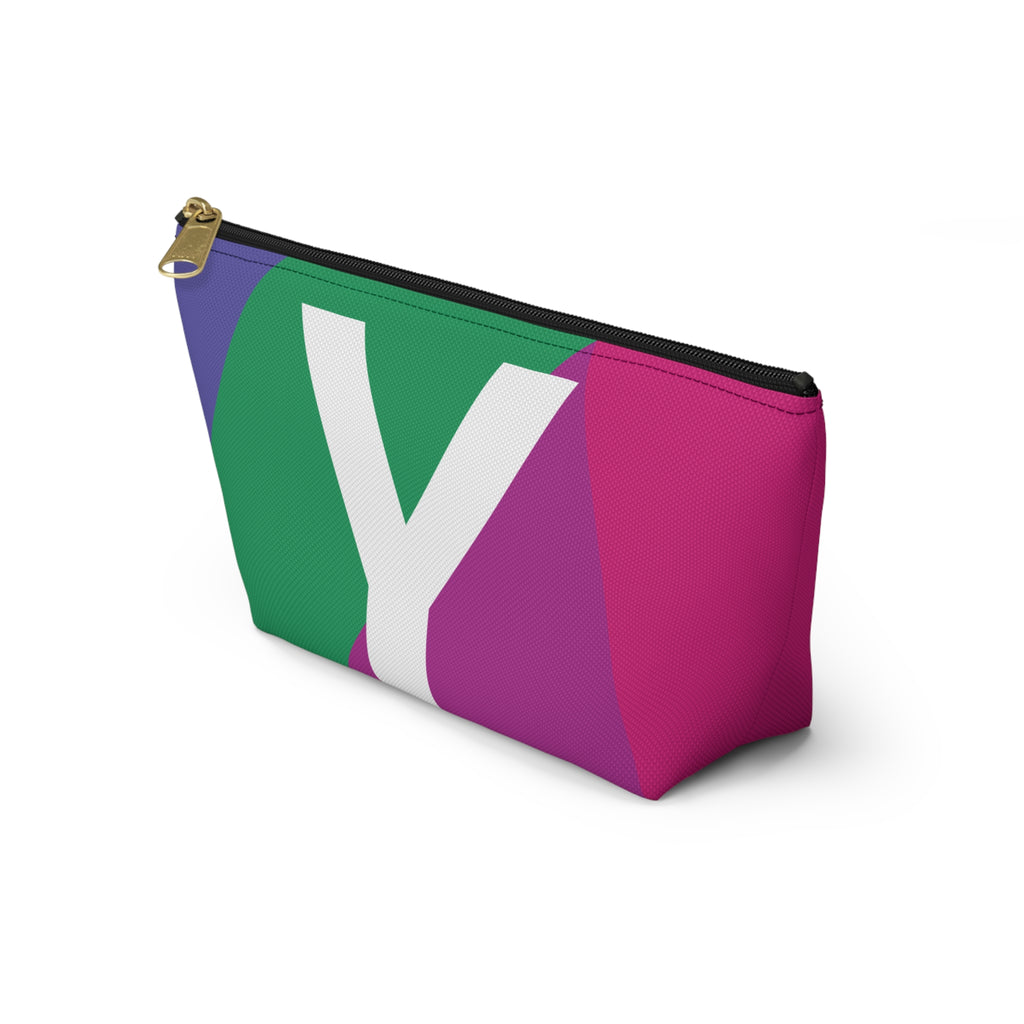 Initials Colorblock Accessory Pouch — Monogram Y T-Bottom Cosmetic Bag