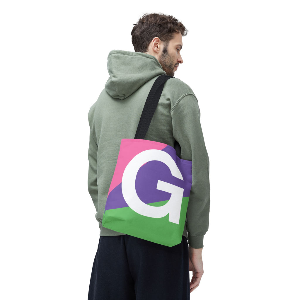 Monogram 'G' Colorblock Tote Bag — Personalized Initial G Shoulder Tote