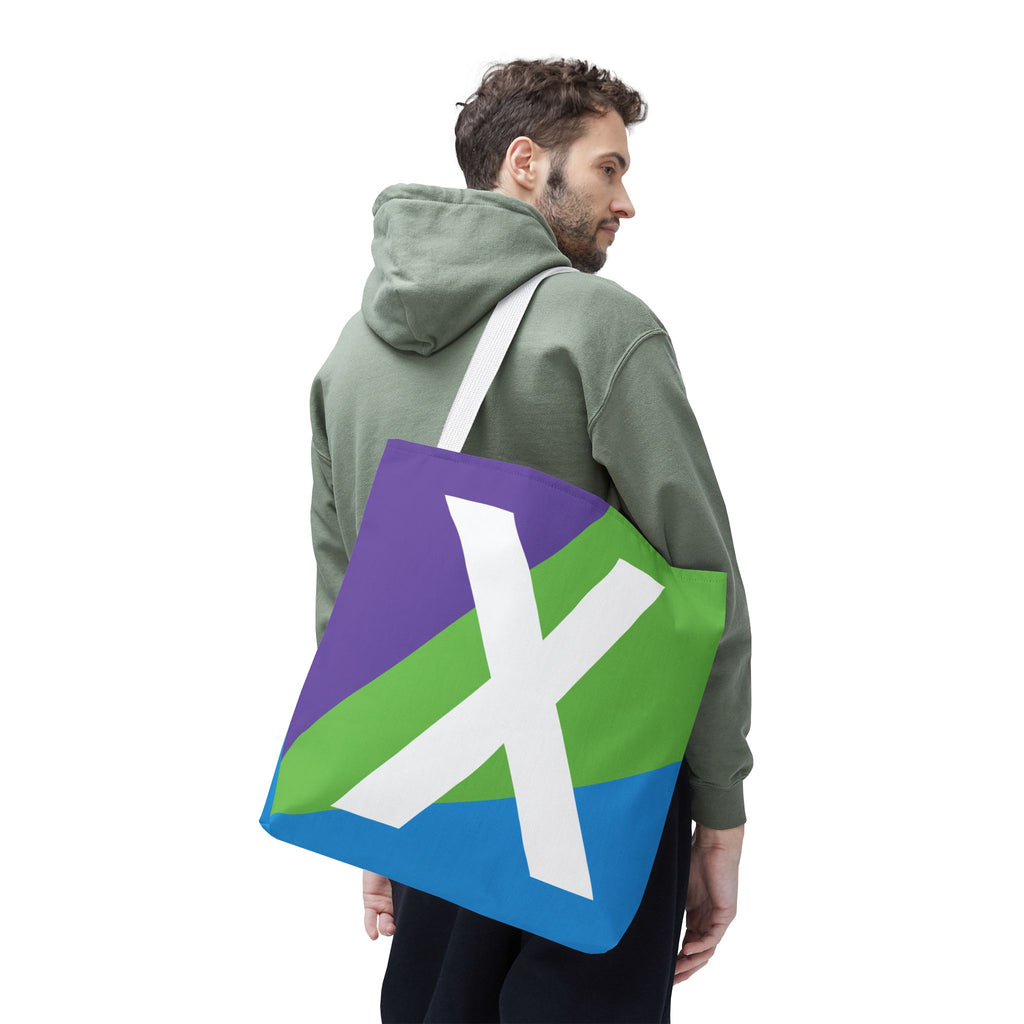 Monogram 'X' Colorblock Tote Bag — Personalized Initial X Shoulder Tote