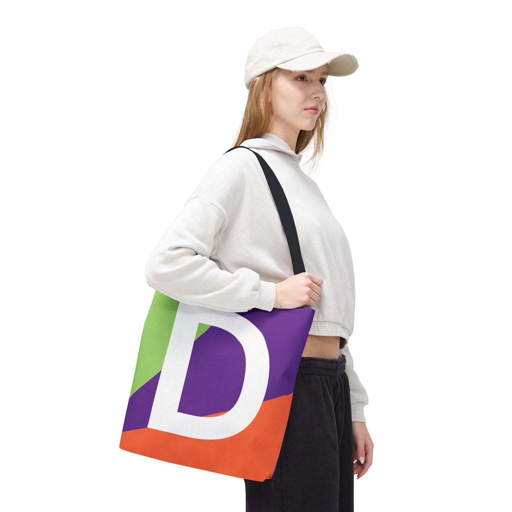 Monogram 'D' Colorblock Tote Bag — Personalized Initial D Shoulder Tote