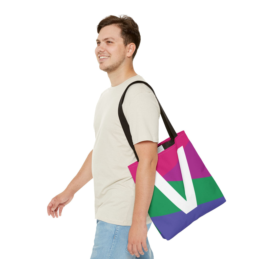 Monogram 'V' Colorblock Tote Bag — Personalized Initial V Shoulder Tote