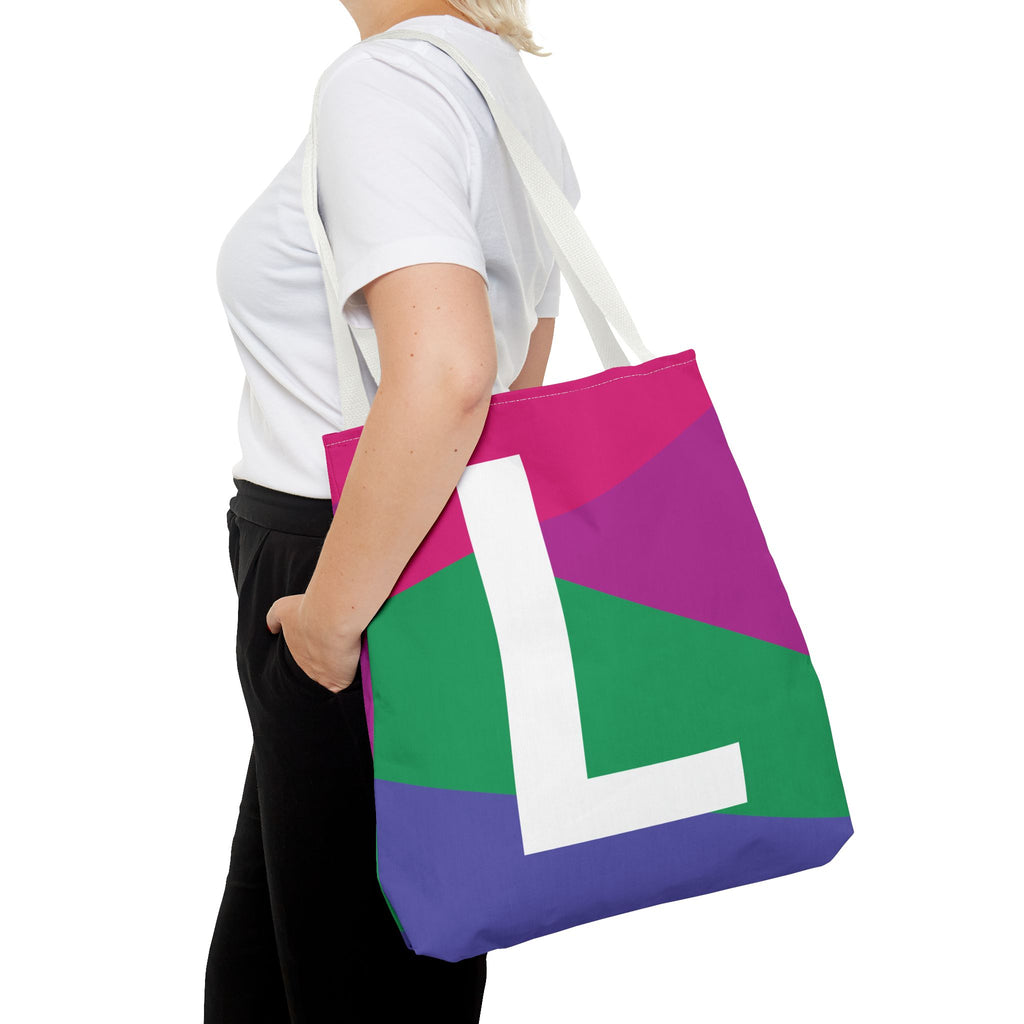 Monogram 'L' Colorblock Tote Bag — Personalized Initial L Shoulder Tote