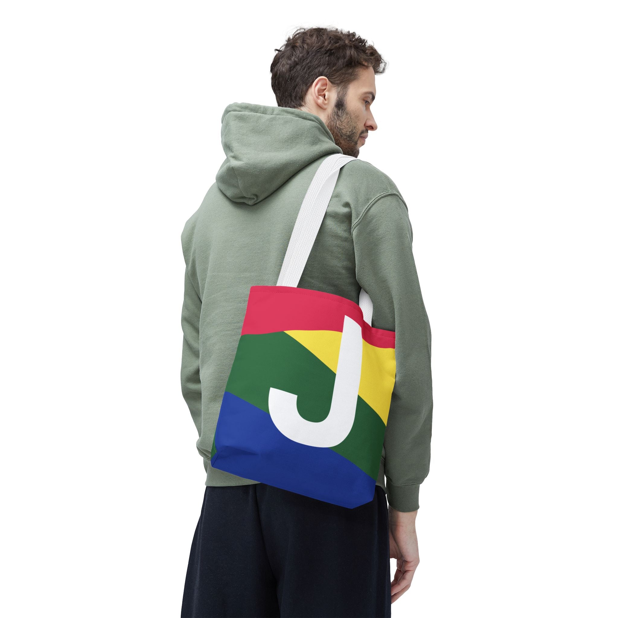 Monogram 'J' Colorblock Tote Bag — Personalized Initial J Shoulder Tote