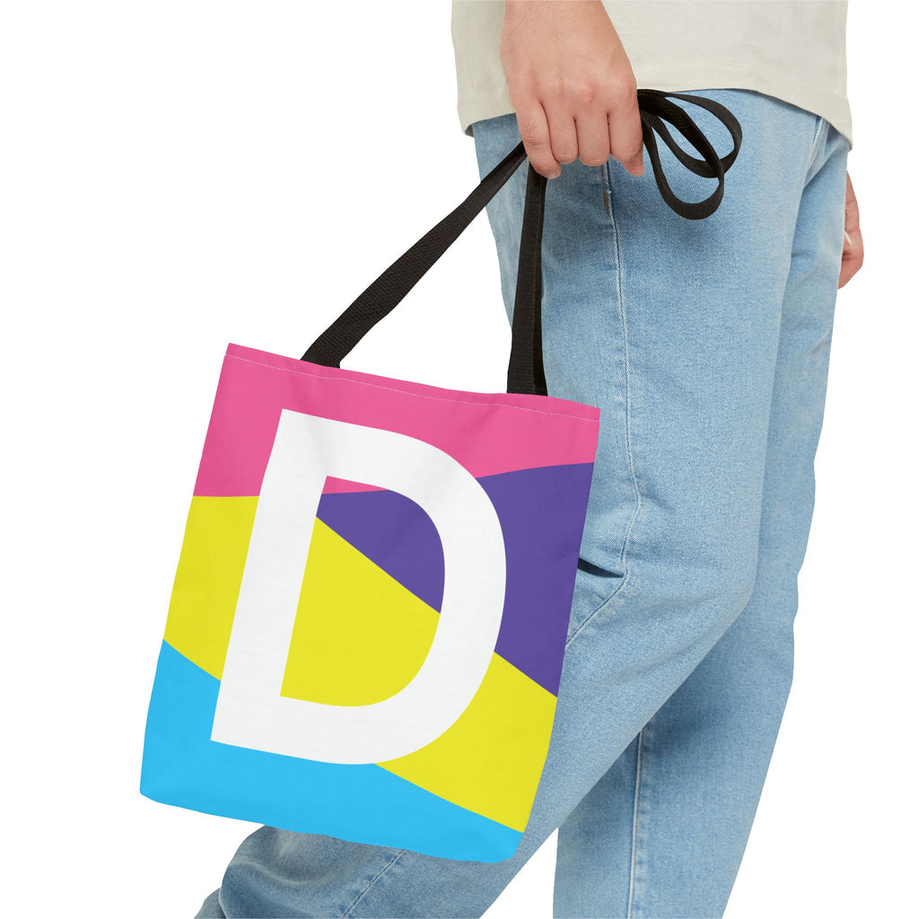 Monogram 'D' Colorblock Tote Bag — Personalized Initial D Shoulder Tote