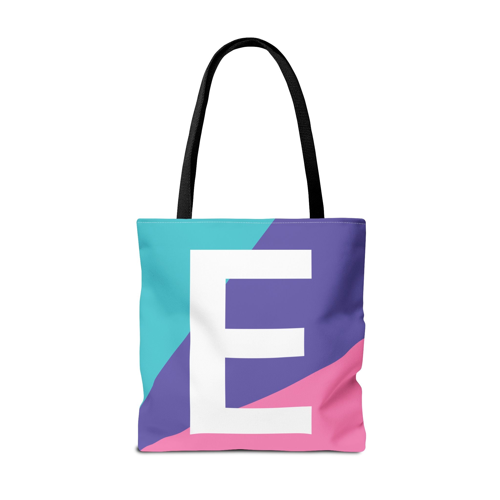 Monogram 'E' Colorblock Tote Bag — Personalized Initial E Shoulder Tote
